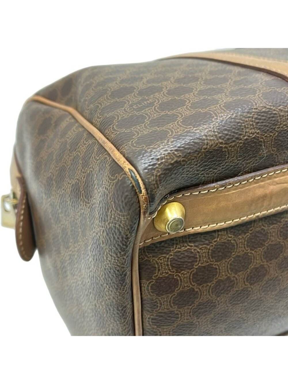 ★SOLD★ Celine Boston Bag Macadam Pattern Dark Brown No Lock Leather - Picture 6 of 12